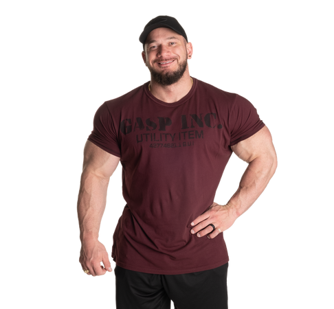 Gasp Basic Utility Tee, mørk rød t-skjorte
